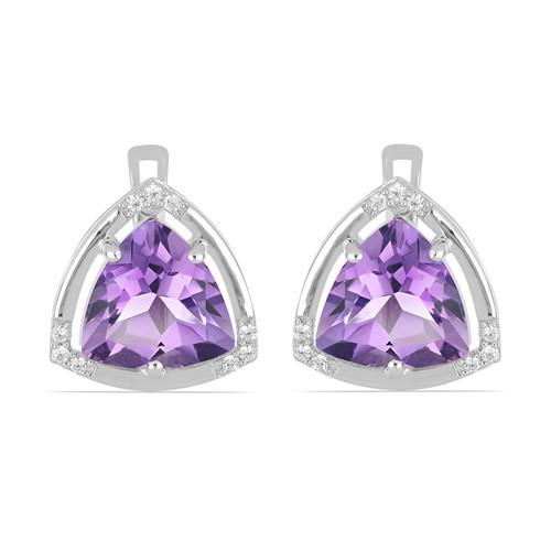 BUY 925 SILVER  BRAZILIAN AMETHYST GEMSTONE CLASSIC EARRINGS